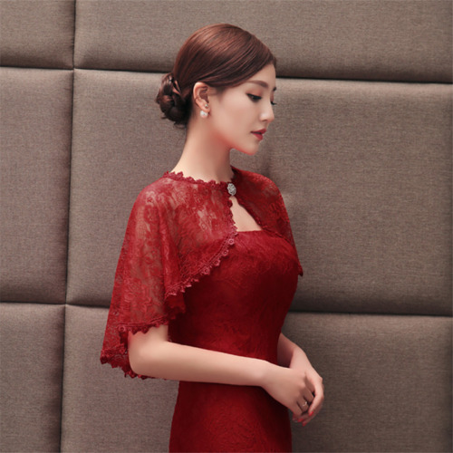 Bridal Floral Lace Shawl Wrap Cape Cover Banquet Tippet Stoles Wedding Tulle Top - Picture 13 of 17