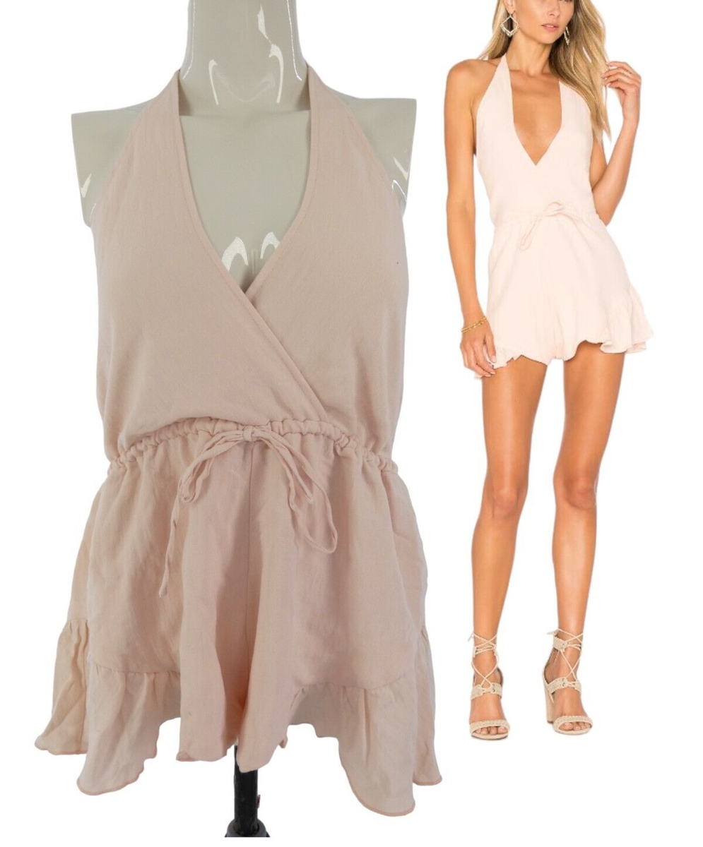 Lioness Revolve Romper All Summer Long Pink Cotton Hemp Halter