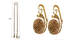 2pcs Long Shank Hook Tow Chain 5/16"x 10ft 3700 lbs Car Wrecker Recovery J Hook