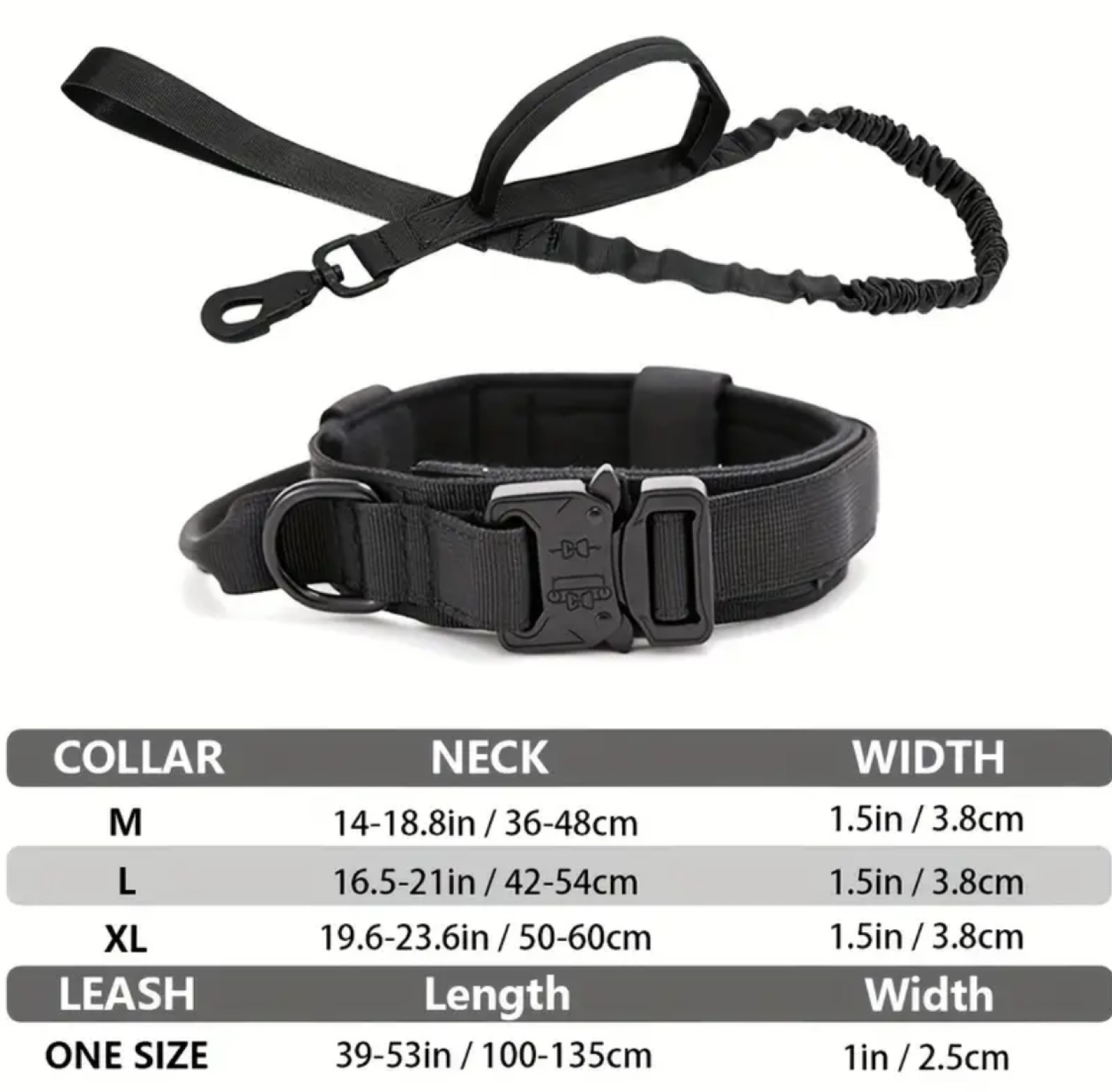 Tactical Dog Pet Collar Leash Heavy Duty K9 Military Service Canine Trainin…