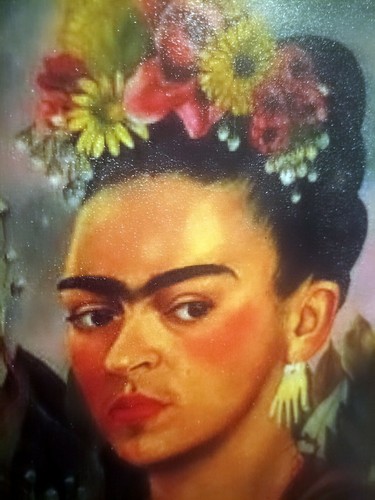 Frida Kahlo image on wood retablo 12"tall x 10" wide b1 - Picture 8 of 9