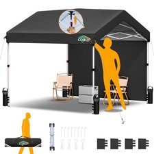 Faltpavillon 3x3m Wasserdicht Stabil Anti-UV Carport Partyzelt mit 1 Seitenwand