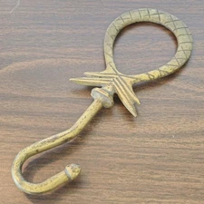 Vintage Large Brass Open Pineapple  Fireplace Damper Pull Flue Hook Hanger 