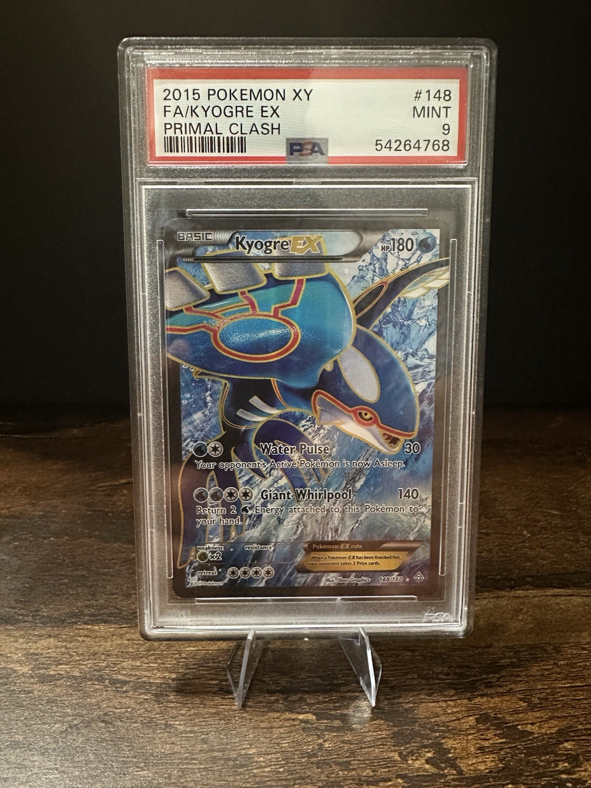 2015 Pokémon XY Primal Clash Kyogre EX Full Art #148 PSA 9 Mint