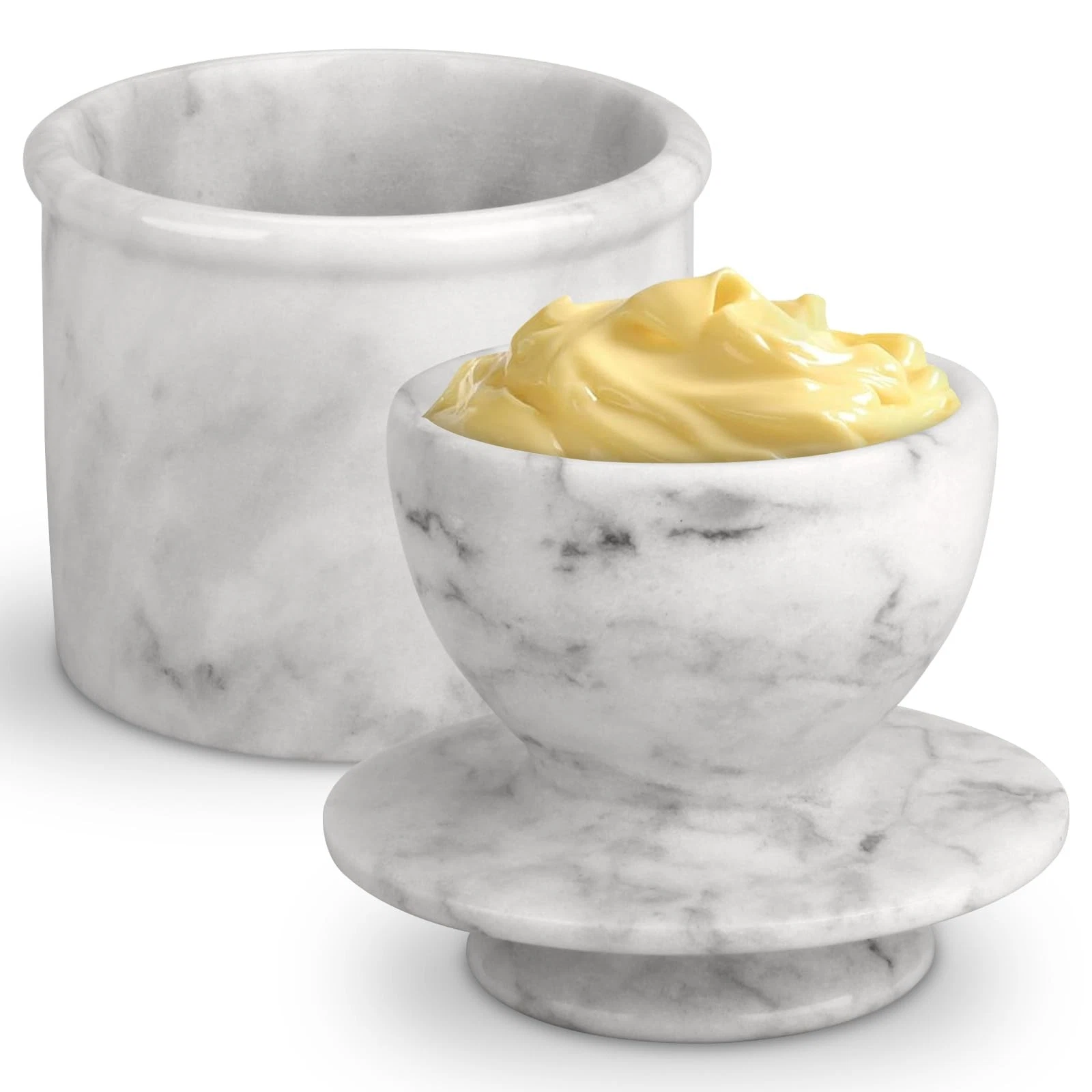 Butter Crock with Lid, Soft Spreadable Butter keeper, Marble French Butter Ke...