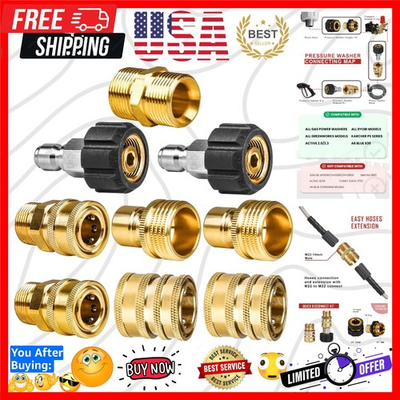 #ad #ad Pressure Washer Adapter Set Quick Disconnect Kit M22 Swivel to 3 8#x27;#x27; Quick ... $38.99