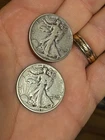 1937 & 1943 Walking Liberty Silver Half Dollars Two For One Low Price