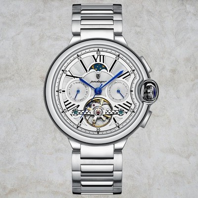 Herren Luxus Automatik Tourbillon Uhr Wasserdicht Edelstahl