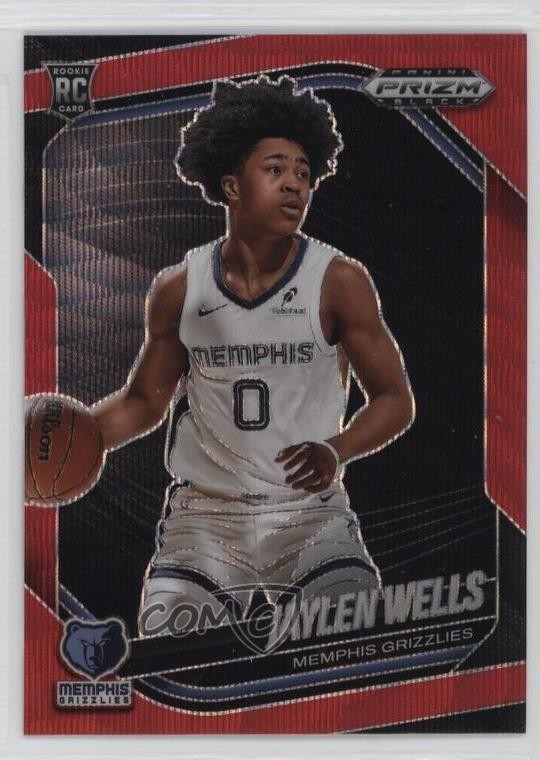 2024-25 Panini Prizm Black Ruby Wave Prizm Jaylen Wells #34 Rookie RC 0rd2