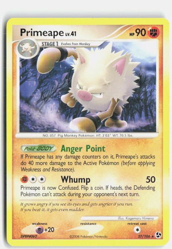 Primeape 27/106 Rare Great Encounters Pokemon Lightly Played