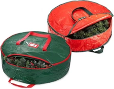 Christmas Wreath Storage Bag 24 Inch - 2 Pack Christmas Wreath Garland Storage C