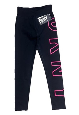 DKNY Sport Women's XS High-Waist 7/8 Leggings Super Support Tight Pink Black NWT