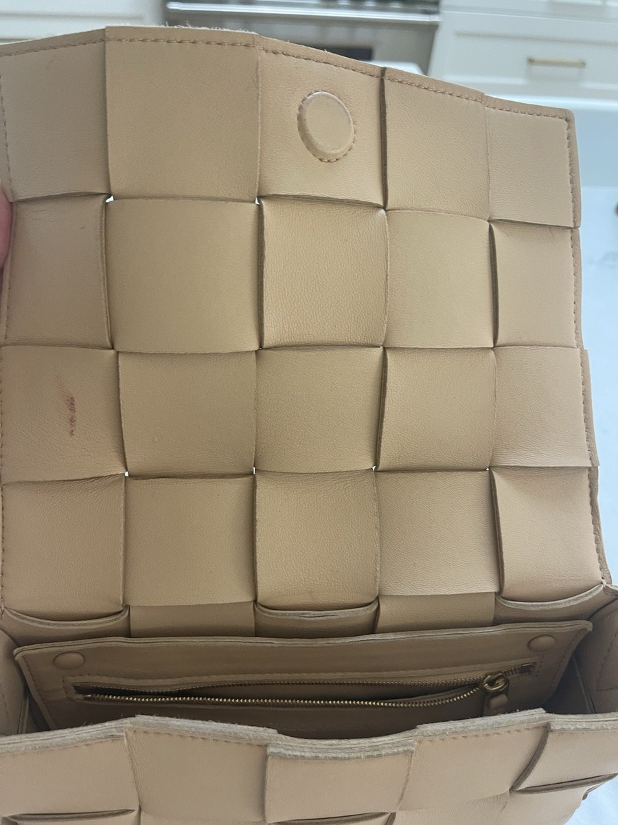 Bottega Veneta Cassette Beige Woven Shoulder Bag Women's Small w