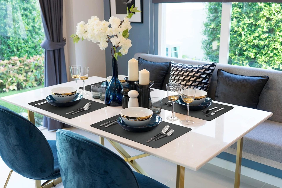 Más Manteles individuales decorativos de cuero sintético para mesa de comedor y cocina - Mancha y... Foto 3 de 4