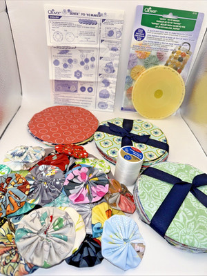 Yo Yo Maker Lot with over 100 precut circles and 26 already made
