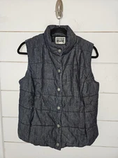 Converse One Star Large Blue denim puffer vest with snap buttons