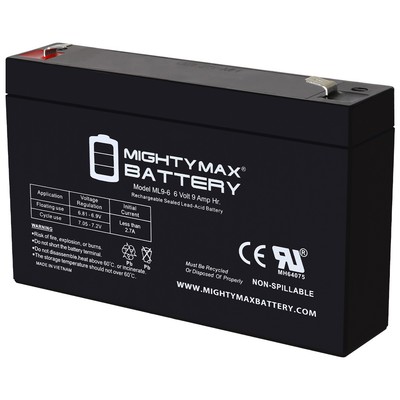 Mighty Max 6V 9Ah AGM F2 Terminal Battery Compatible With Exide 153302004