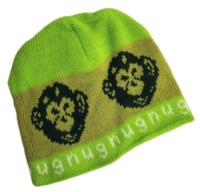 GNU Vintage 90s Y2K Beanie Hat Green Logo Monkey OS Snowboard Skateboard New