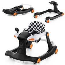 2-in-1 Baby Walker Foldable Activity Push Walker w/ Adjustable Height