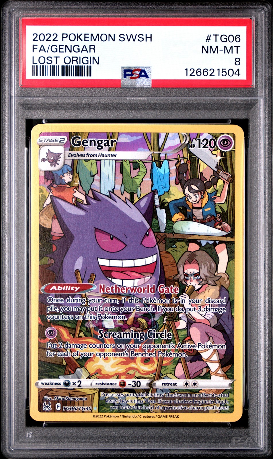 2022 POKEMON SWORD & SHIELD LOST ORIGIN #TG06 FULL ART/GENGAR PSA 8