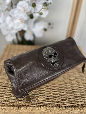 Thomas Wylde Clutch Tasche Braun Leder