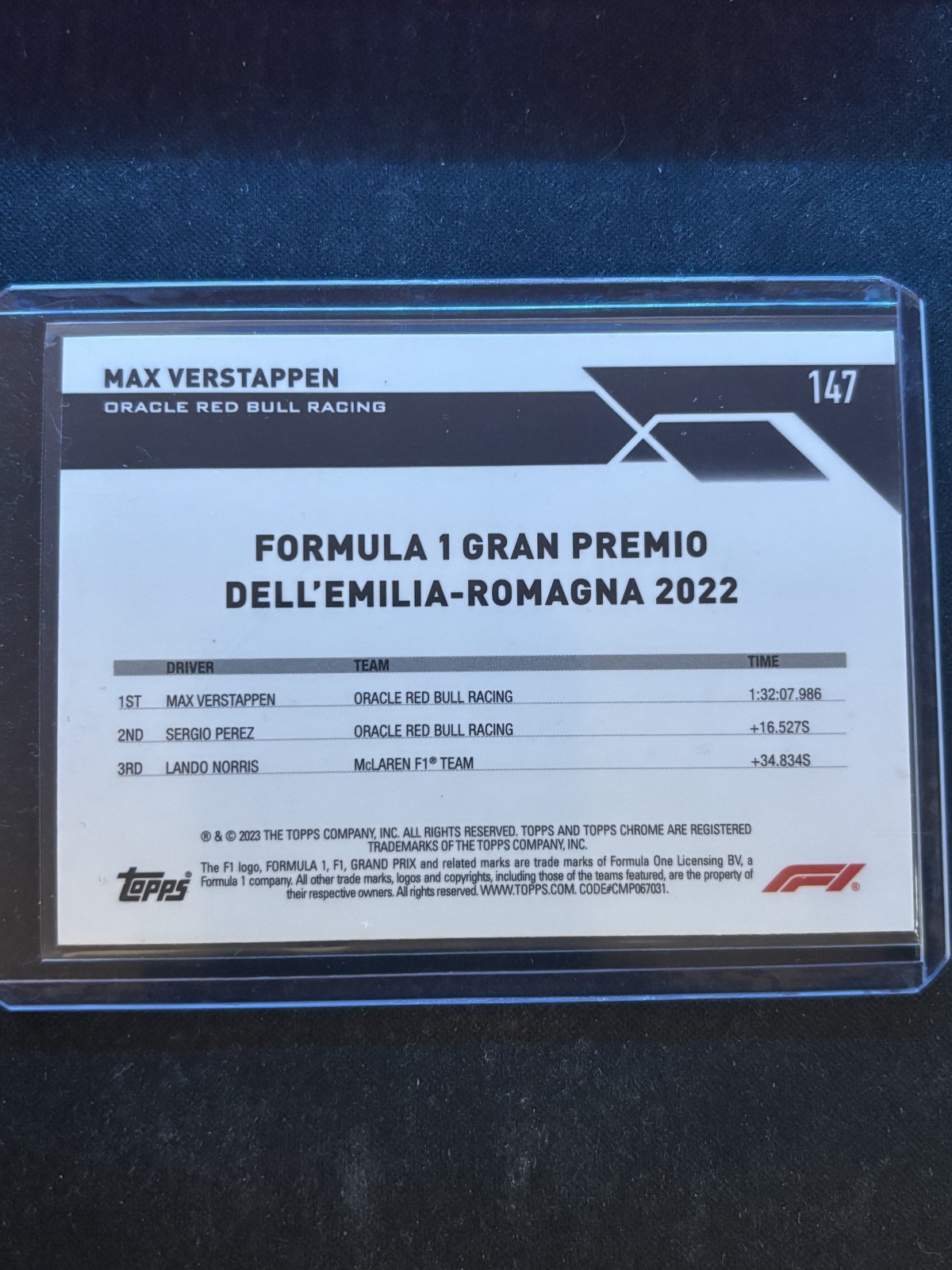 2023 Topps Chrome F1 Max Verstappen Grand Prix Winner Mini Diamonds /299 #147 view 2