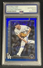 2025 Topps Update Signed Evan Phillips Blue Foil /150 Dodgers Card Auto PSA COA