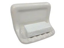 Vintage White Ceramic Soap Dish Shower Tray Holder Mid Century Modern Retro