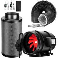 VIVOSUN φ20cm Air Filtration Kit, 720 CFM Inline Fan,w/Carbon Filter,25’ Ducting