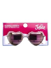 Justice Girls Heart-Shaped Sunglasses with White Flower Accents