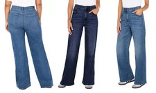 Well Worn Ladies' Wide Leg high rise Jeans 1802196 size 8, 10 blue B76