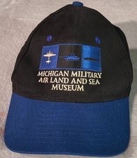 Vintage 90s Michigan Military Air Land Sea Museum Strapback Hat Made in USA