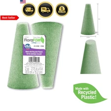 FloraFOM Green Floral Cones 2pcs 2.75x6 Inch for Flower Arrangements Deco