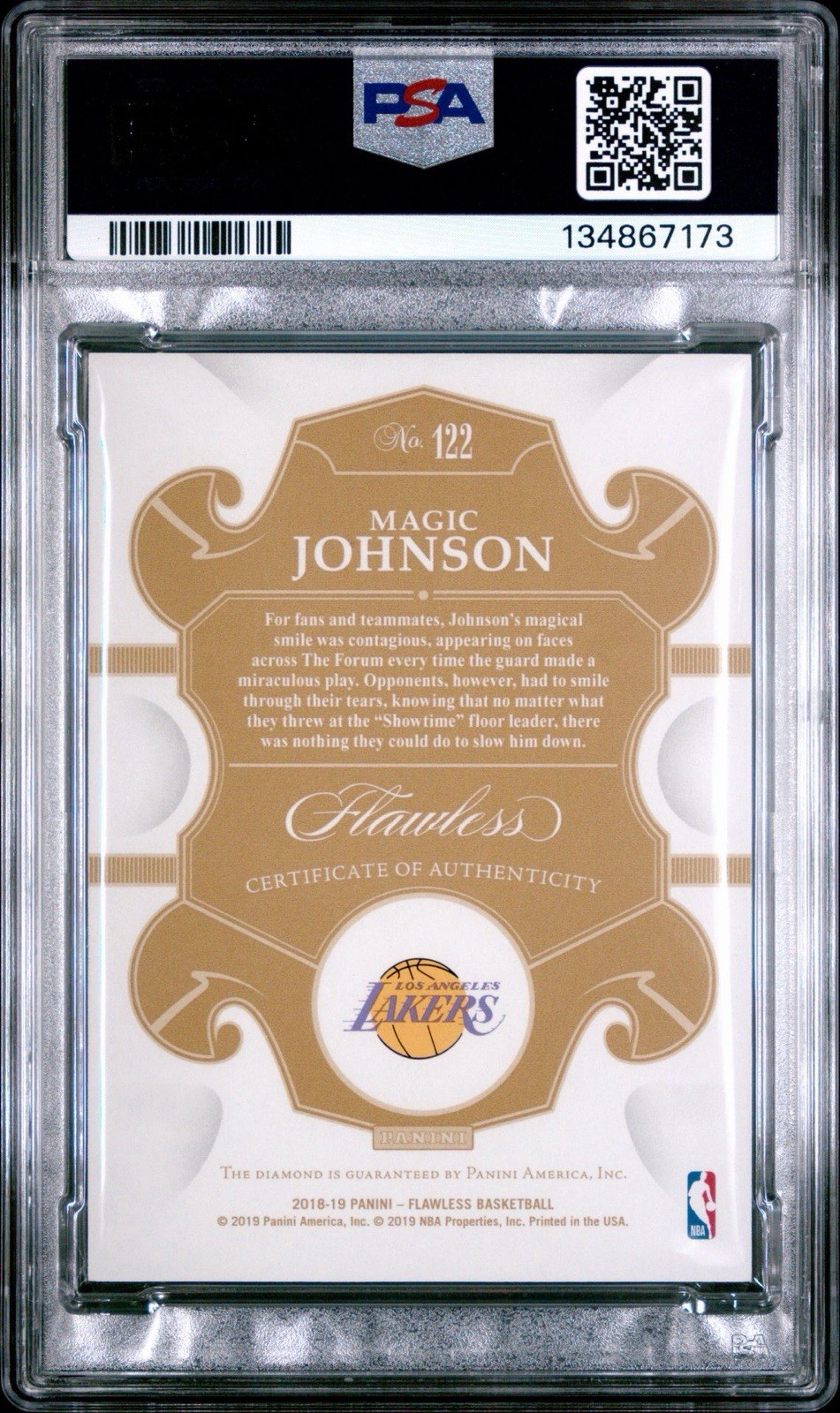 2018 PANINI FLAWLESS LEGENDS MAGIC JOHNSON PLATINUM 1/1 view 2