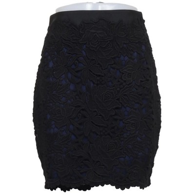 Elie Tahari, Rock, Größe: 34, Schwarz/Blau, Baumwolle, Blumen, Spitze #oRy