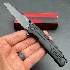 Kershaw Fiber Assisted Opening Black Sheepsfoot Blade EDC Folding Pocket Knife
