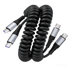 2 Pack Coiled USB C To C Cable USBC Car Charger Fast Cord 3Ft
