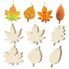 36PCS Wooden Fall Ornaments to Paint Thanksgiving Large Maple Leaves