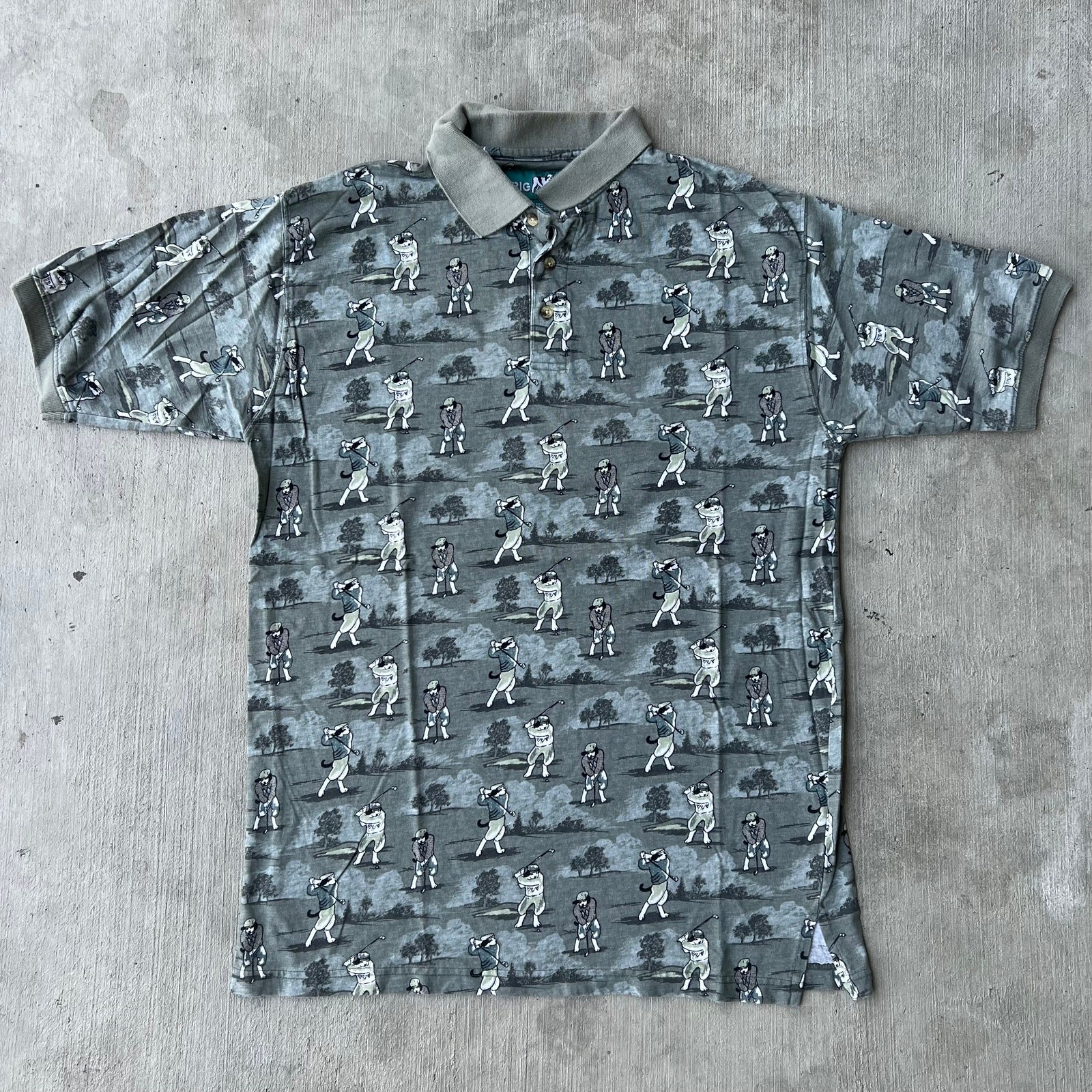 Vintage Y2K Big Dogs golf polo collared graphic tee shirt