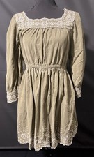 Madewell Dress Womens Small Olive Green Embroidered Eyelet Corduroy Long Sleeve