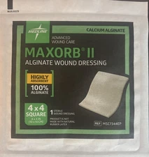 Maxorb II 4”x4” Calcium Alginate Wound Dressings Lot of 6  Ref #MSC7344EP