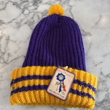 NOS True Vintage Purple Winter Hat Cap Orlon Acrylic; USA Pedigree Knit; Ad Sm