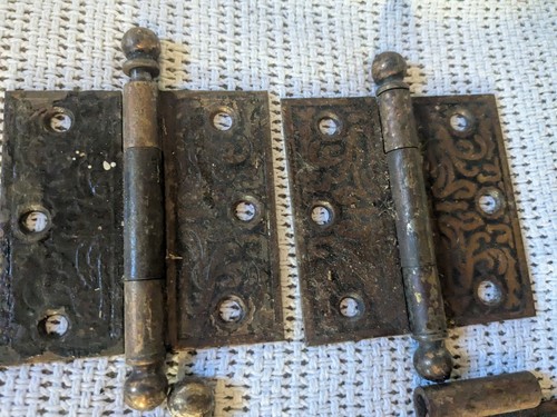 Lotto di cerniere per porte antiche vittoriane decorate recuperate pomelli per porte piastre frontali - Foto 18 di 24