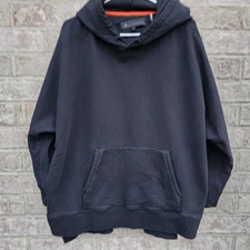 Moose Knuckles Women’s Pull Over Black Oversized Hoodie Side Slit High Low Sz S