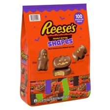 REESE'S Halloween Milk Chocolate Peanut Butter Shapes Candy, Snack Size, 100 pcs