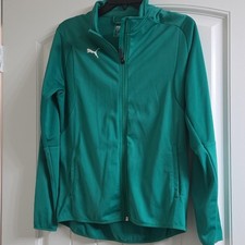 PUMA Women's Green Solid Knit Polyester Full Zip Track Jacket w/ Pockets M