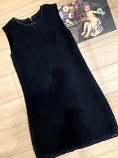 Dolce Gabbana Cotton Tweed Short Sleeve Dress Size 38 Black Made In Italy