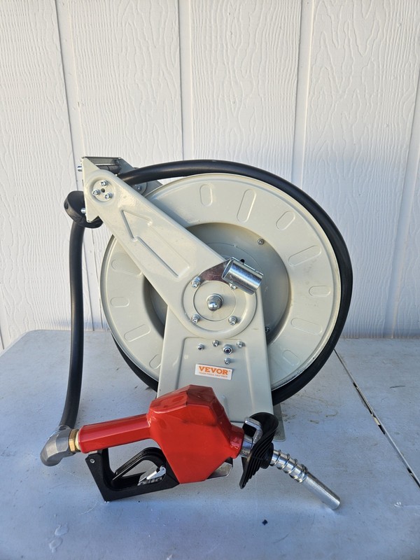Fuel Hose Reel Retractable Diesel Hose Reel 3/4" x 50' Auto Fueling Nozzle