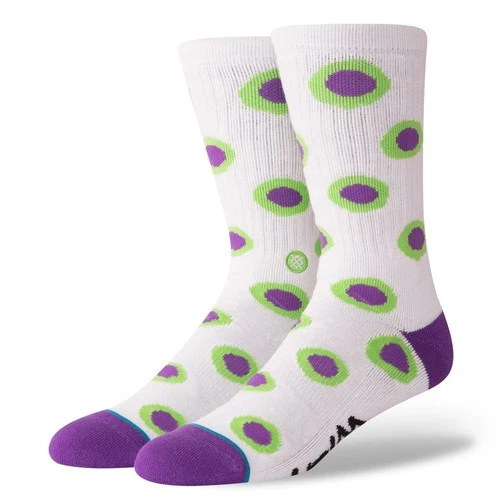 Stance Socks Mens Crew - Lizard King The Liz - White Purple Green - Medium