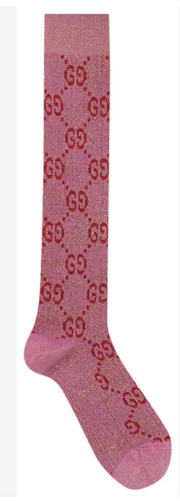 Chaussettes neuves authentiques Gucci GG Supreme logo paillettes   rose et rouge taille S